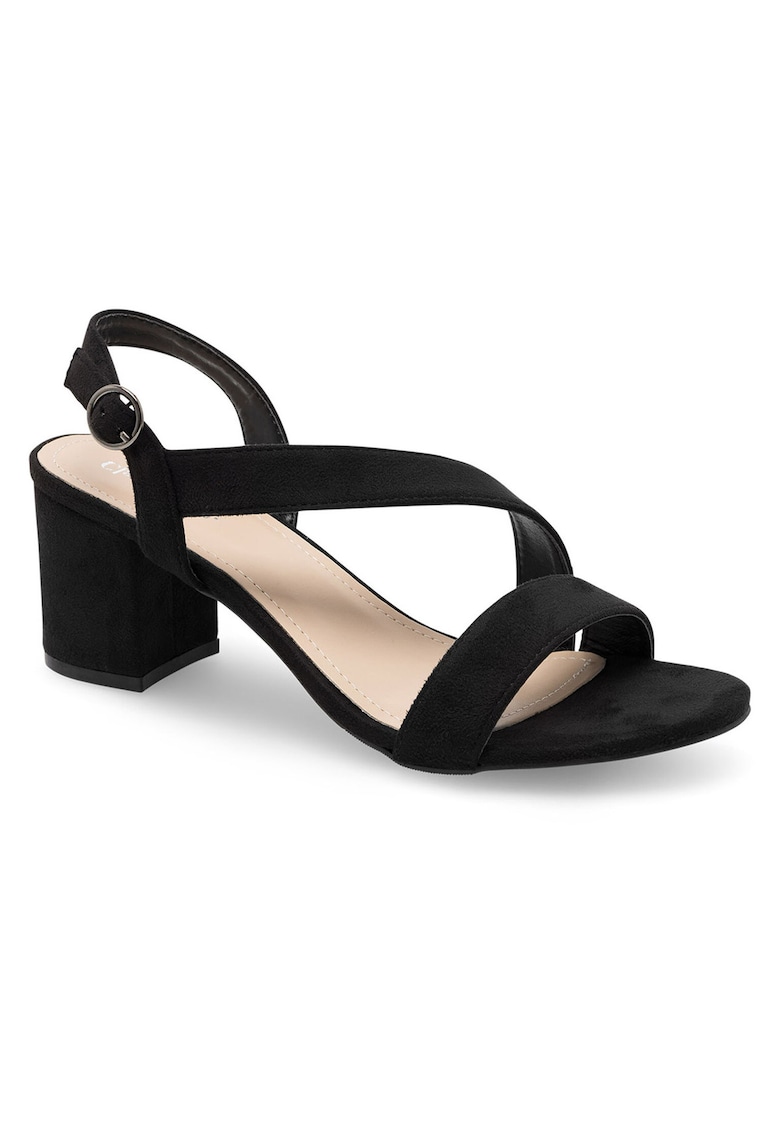 Sandale dama - clasic - negru - material textil - Negru