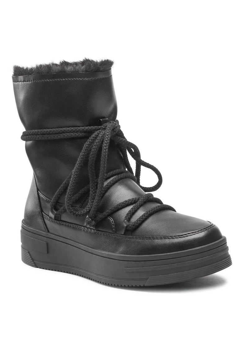 Botine dama - piele ecologica - negru - forma originala - captuseala practica -