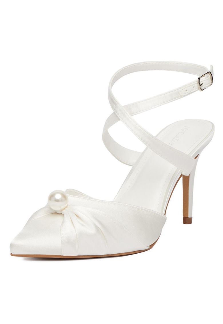 Pantofi stiletto dama - alb - textil