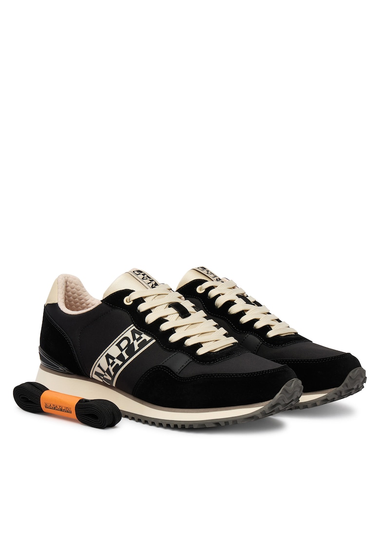 Tenisi barbati - piele naturala - negru - textil