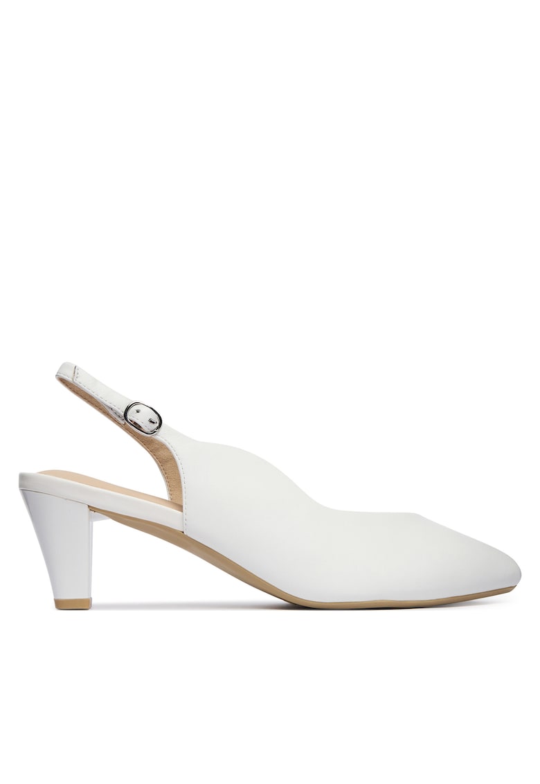 Pantofi dama - piele naturala - alb - toc clasic
