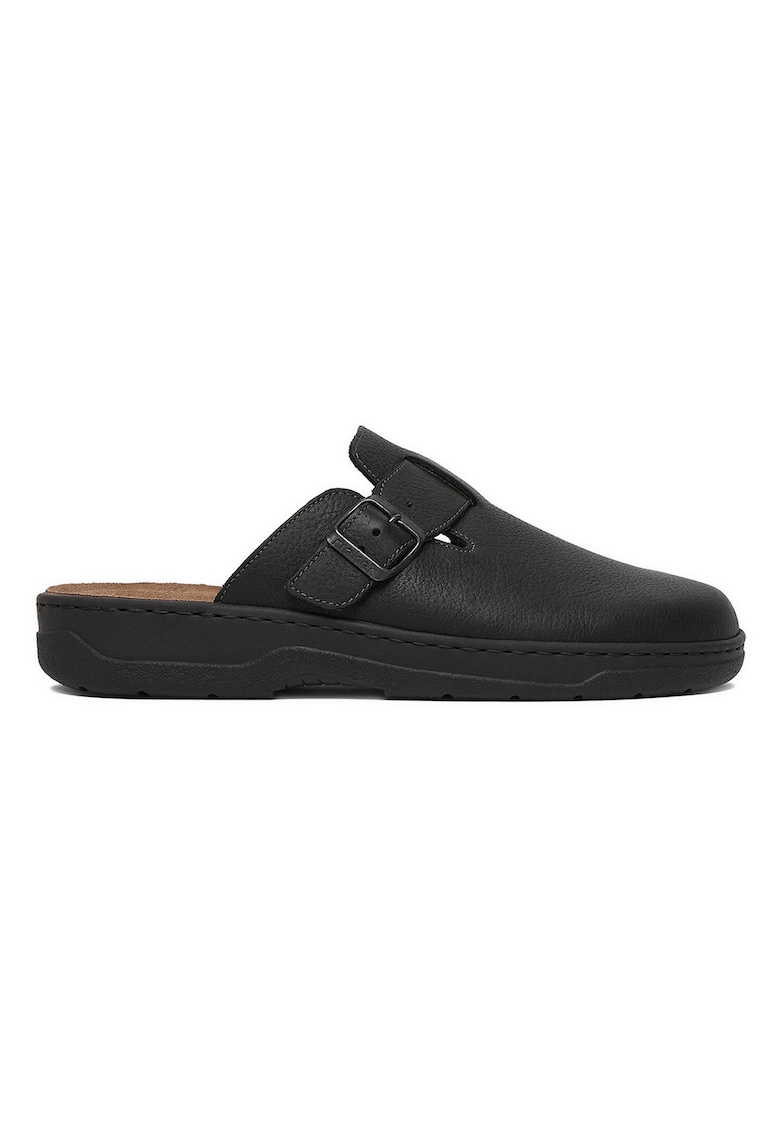 Slapi barbatesti - piele naturala - confort - negru