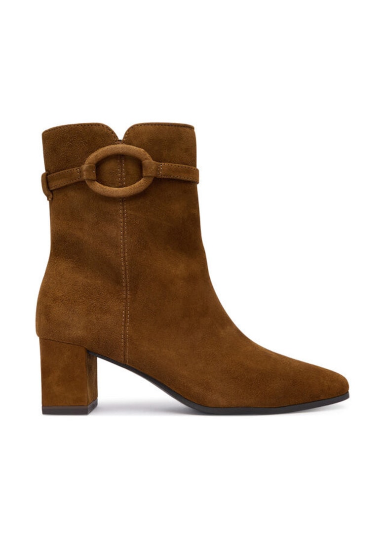 Botine dama - piele naturala - maro - tocul tip bloc -