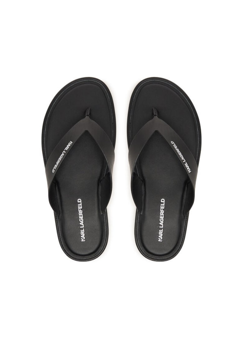 Slapi barbati - piele naturala - negru