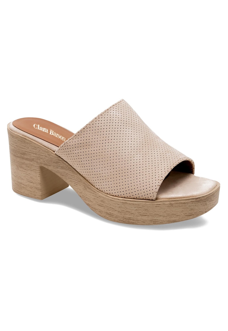 Pantofi dama - bej - material textil - toc clasic -