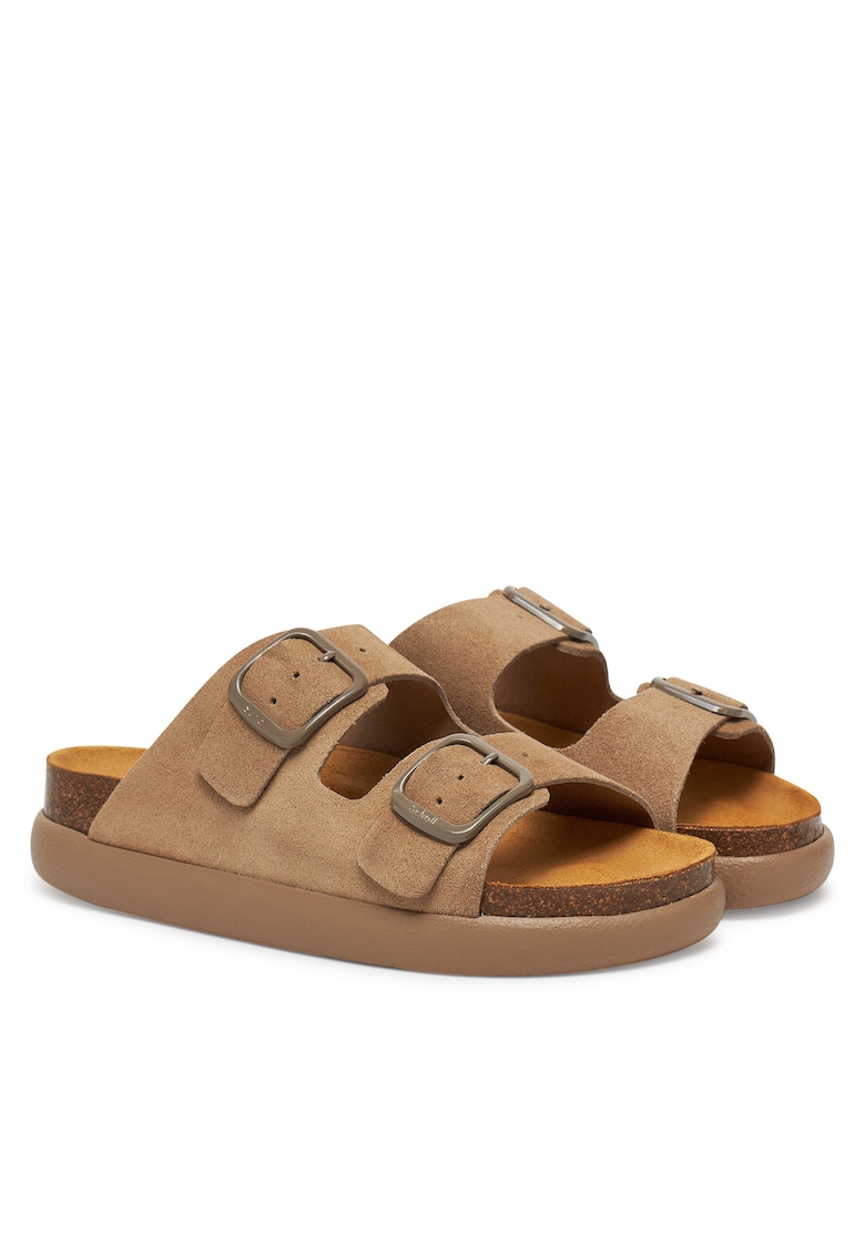 Papuci de dama - piele naturala - bej -