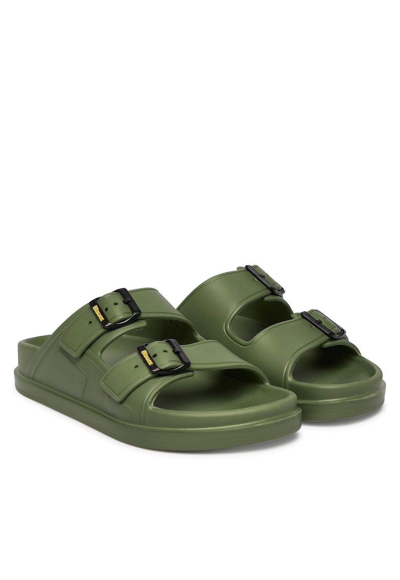 Slapi barbati - piele naturala - verde
