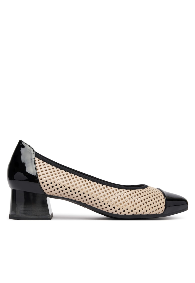 Pantofi dama - piele naturala - bej/negru