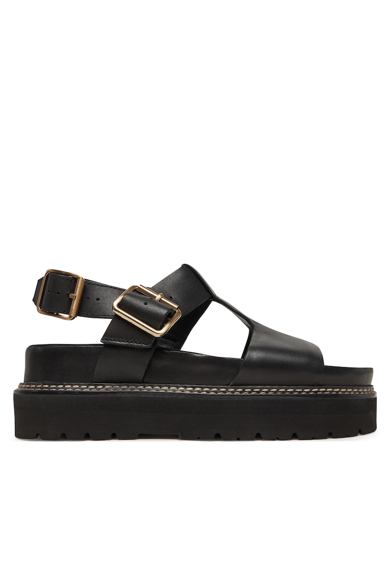 Sandale dama - piele naturala - negru -
