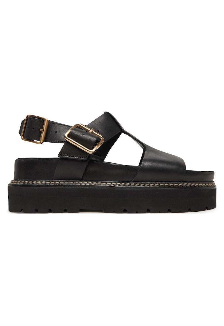 Sandale dama - piele naturala - negru -