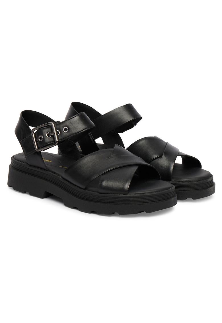 Sandale dama - piele naturala - negru -