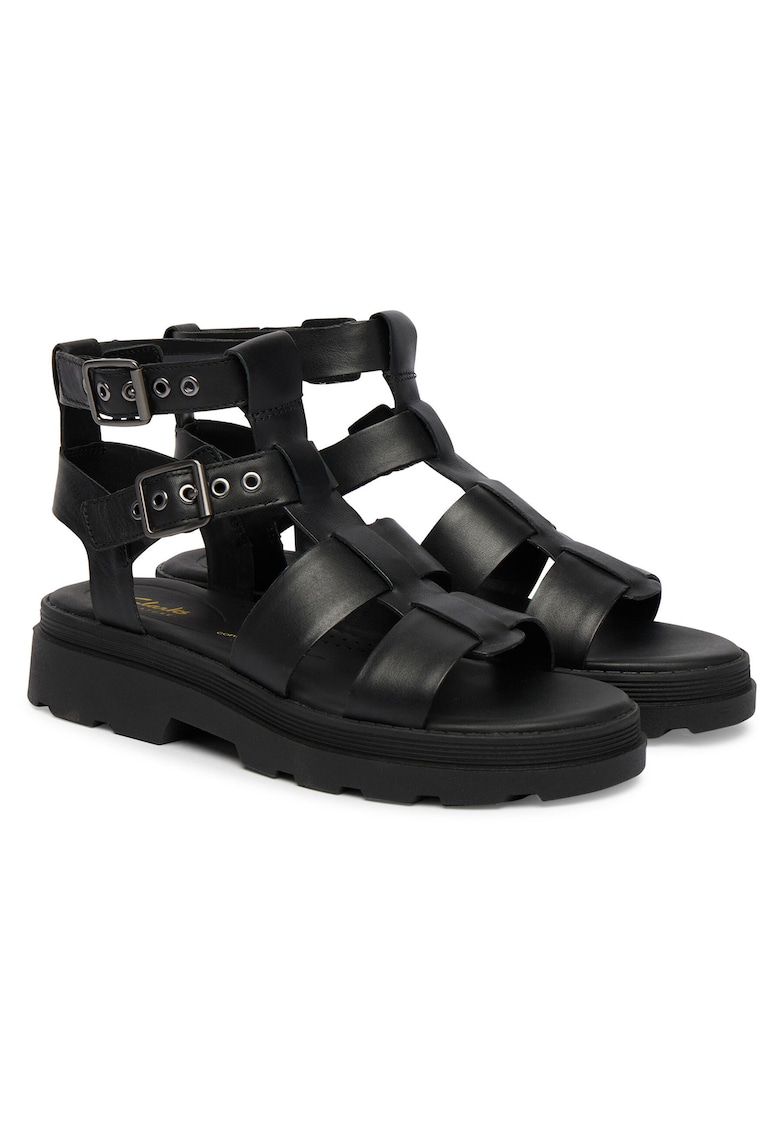 Sandale dama - piele naturala - negru -