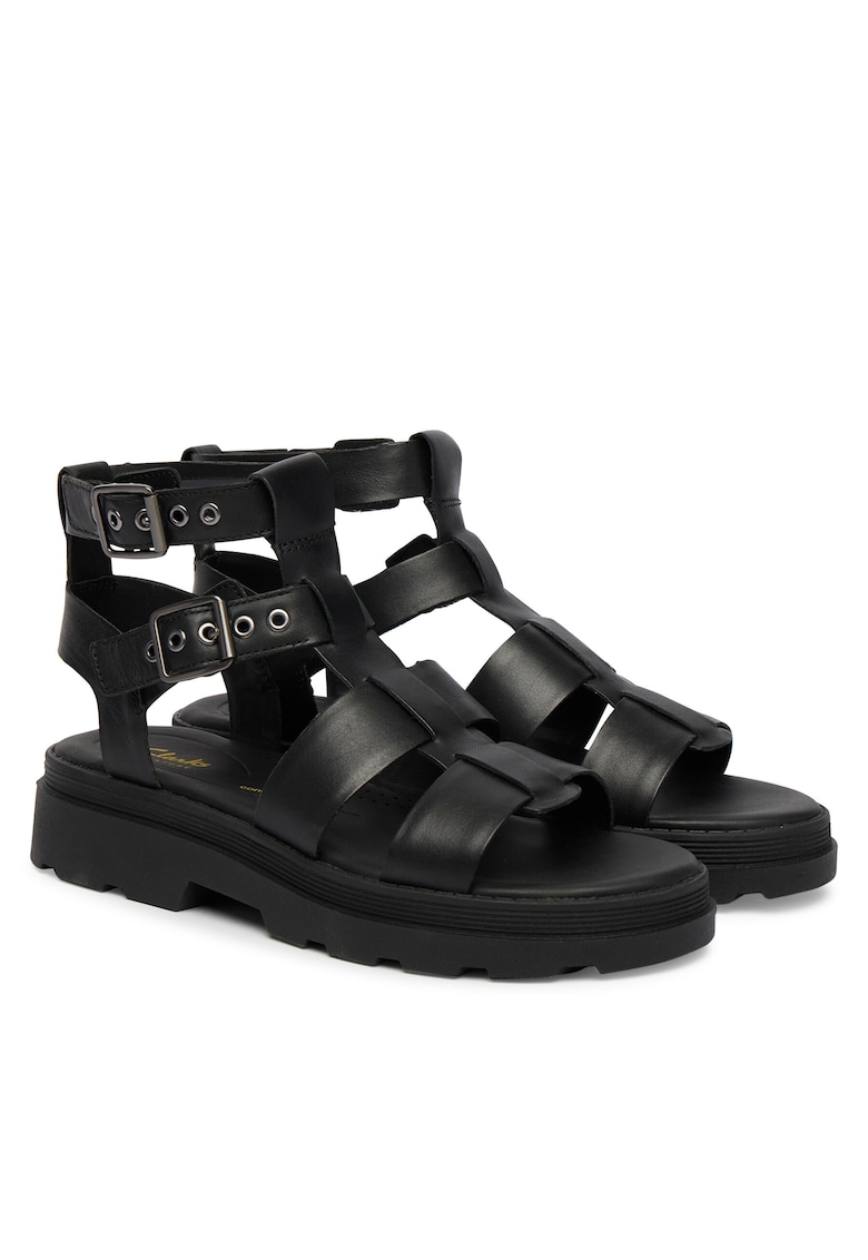 Sandale dama - piele naturala - negru -