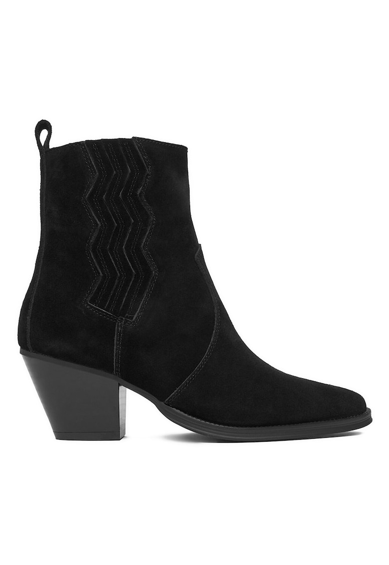 Botine de dama - material textil - negru -
