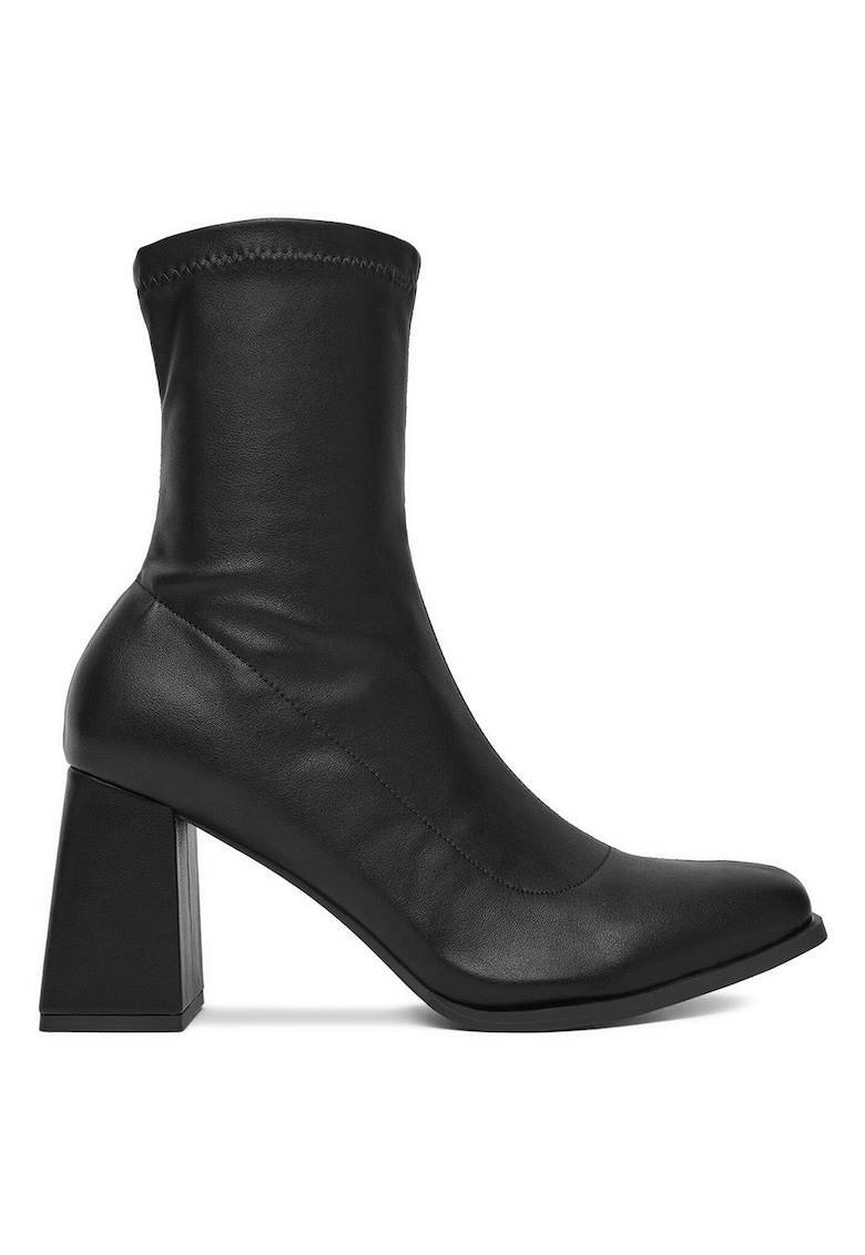 Botine de dama - material textil - negru -