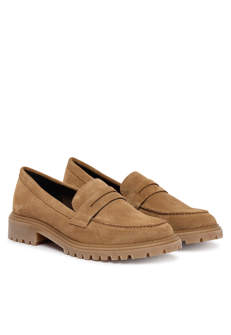 Mocasini dama - de piele naturala - maro -