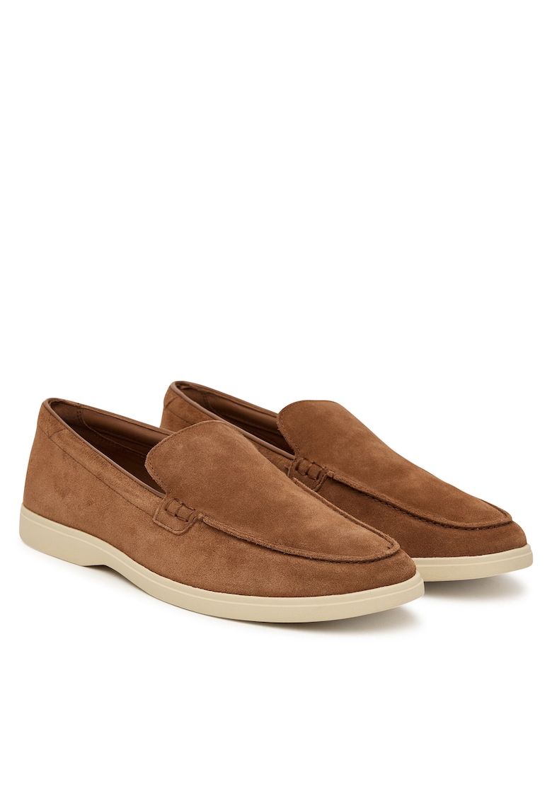 Mocasini barbati - piele naturala - maro - material sintetic