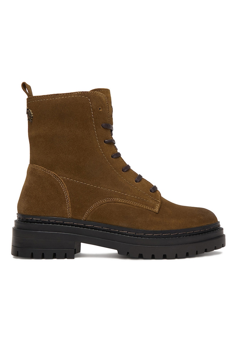 Ghete dama - piele naturala - fermoar - maro -