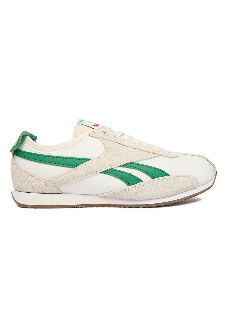 Tenisi dama - material textil - alb cu dungi verzi - stil sportiv - Alb