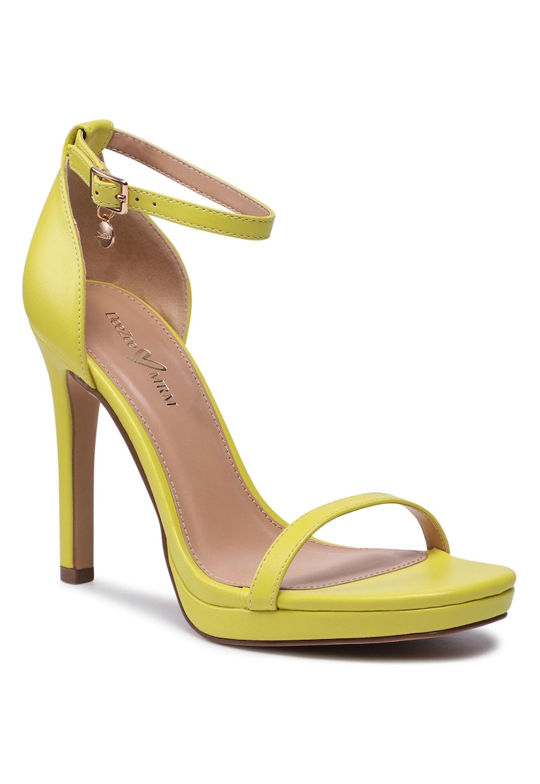 Sandale dama - piele ecologica - galben - toc subtire -