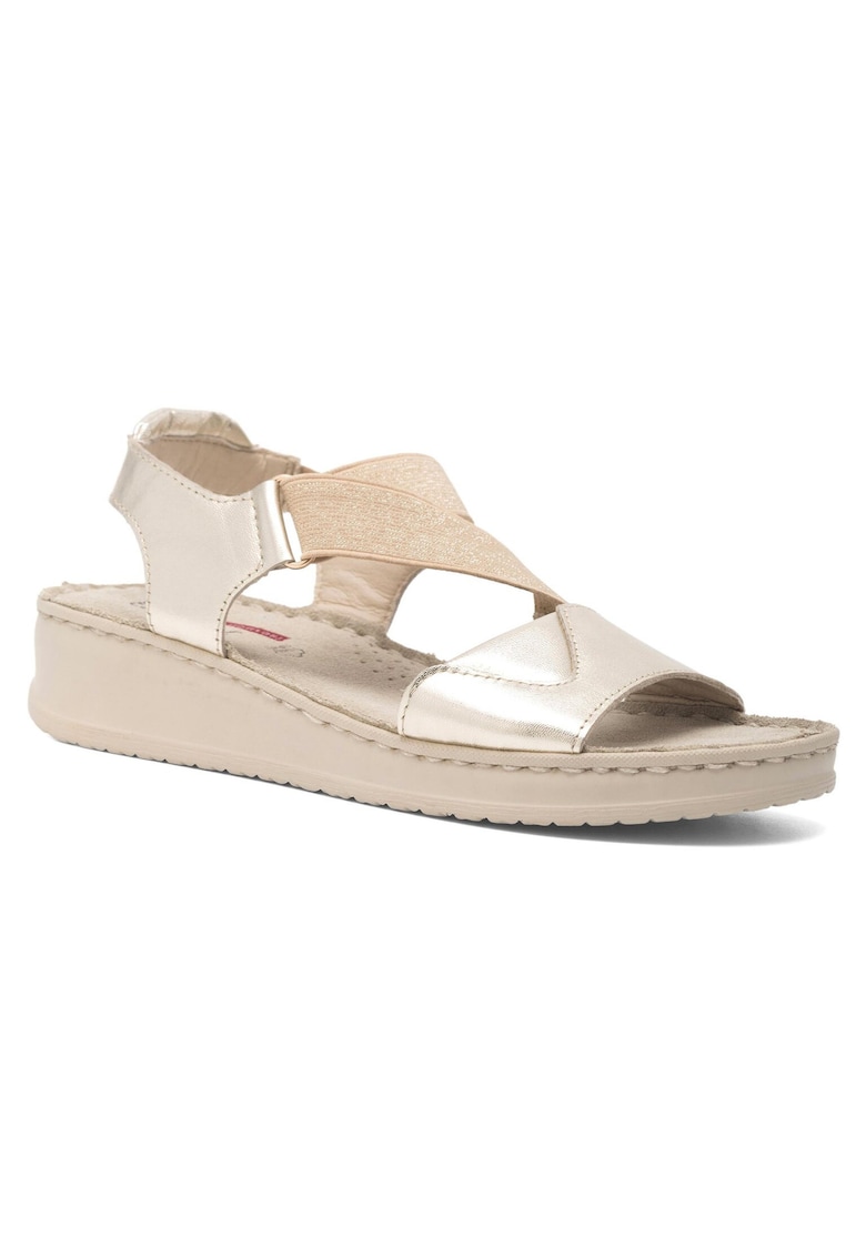 Sandale dama - auriu - piele - platforma - sclipici -