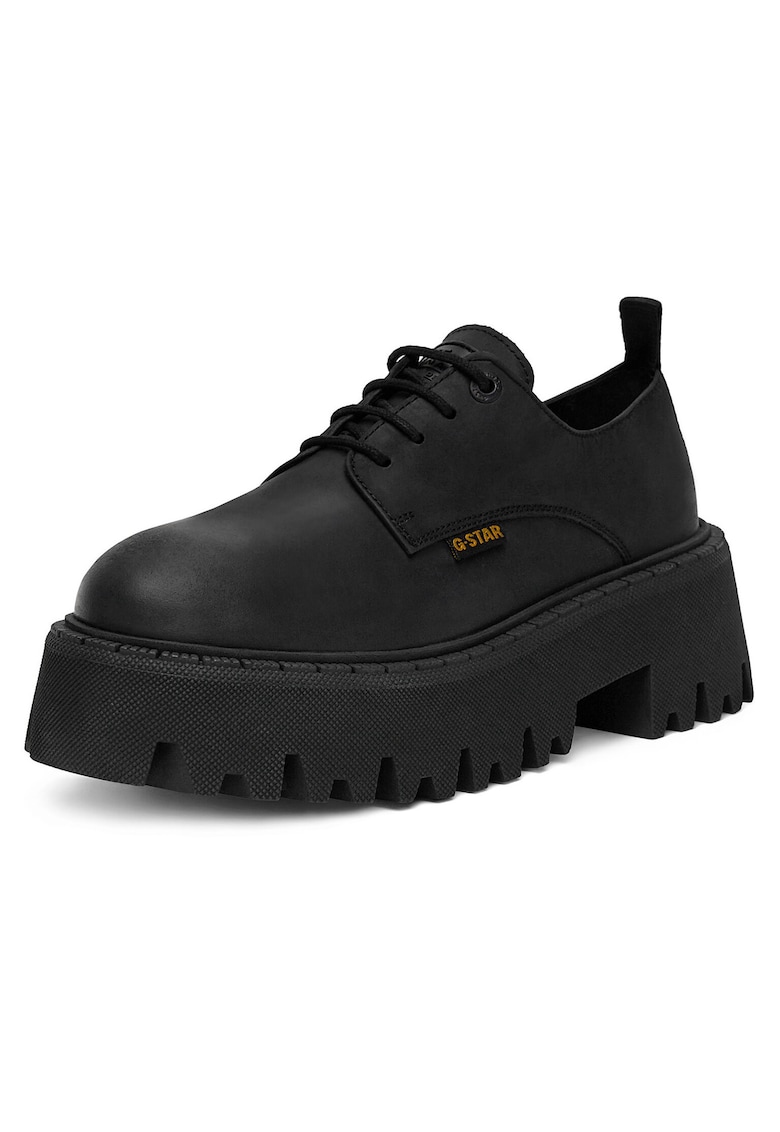 Pantofi dama - cu platforma - negru - piele naturala -