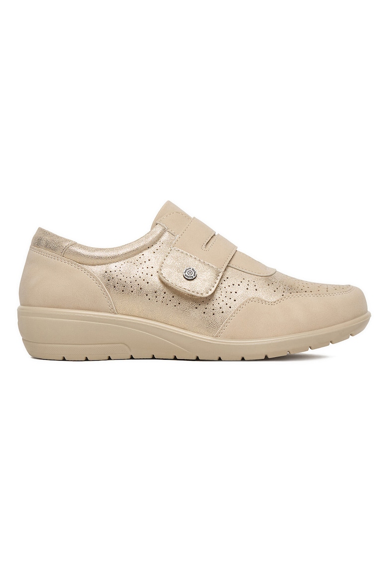Pantofi dama - bej - material sintetic - inchidere velcro -