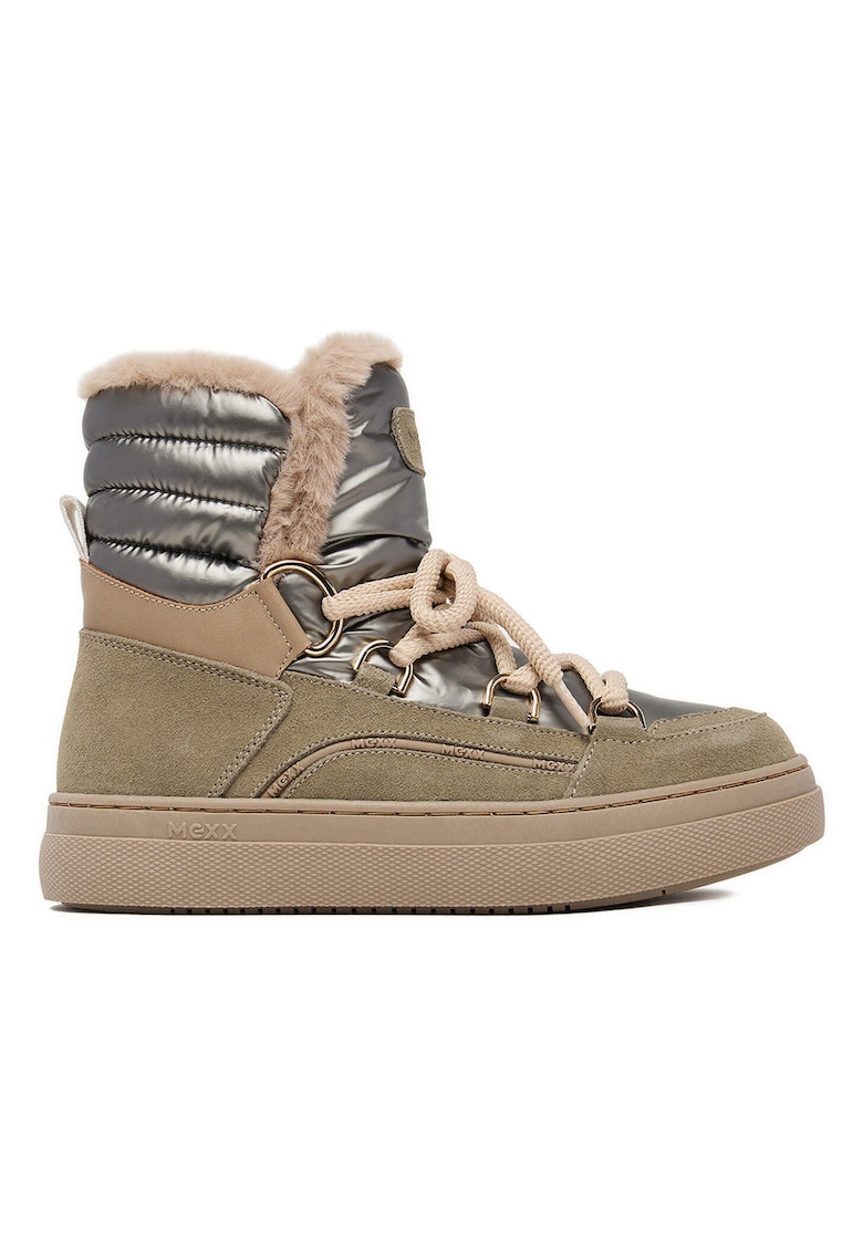 Cizme dama - material textil - flatform - argintiu -