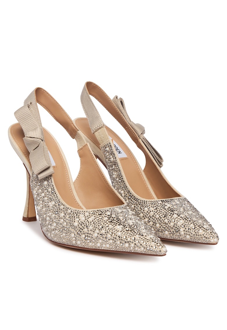 Pantofi pentru dama - stiletto - bej - textil -