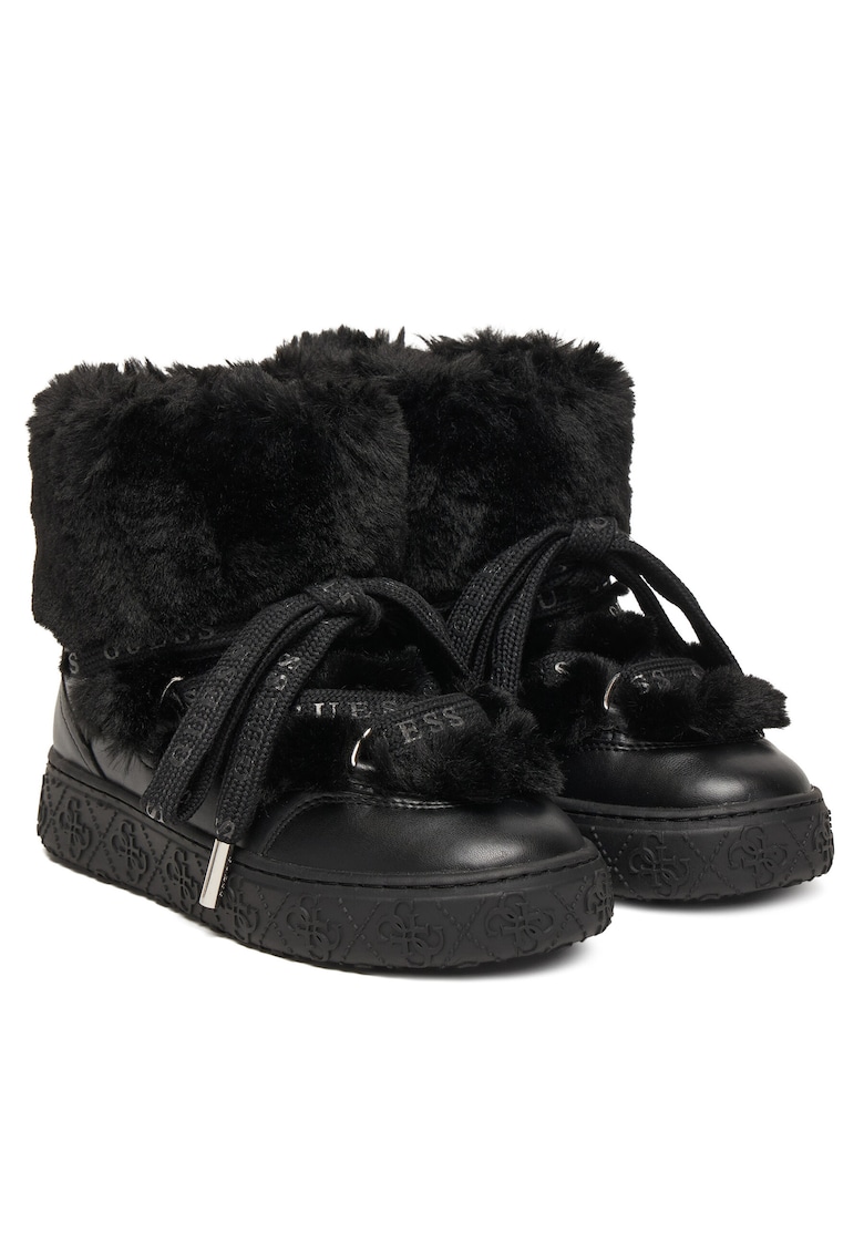 Cizme de zapada dama - material textil - negru - slip-on - platforma -