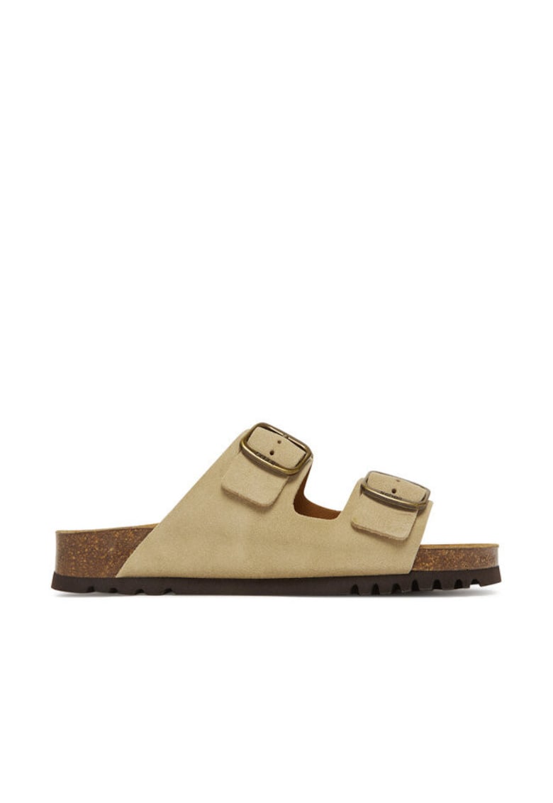 Papuci de dama - piele naturala - bej -