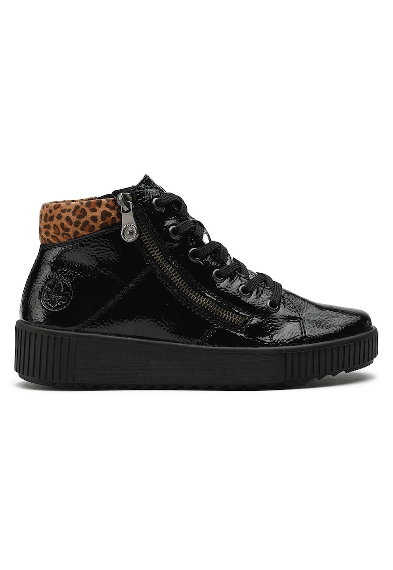 Pantofi dama - piele ecologica - fermoar - negru -