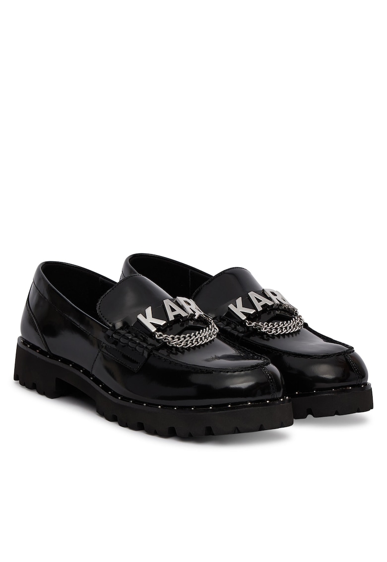 Mocasini dama - piele lacuita - negru - talpa groasa -