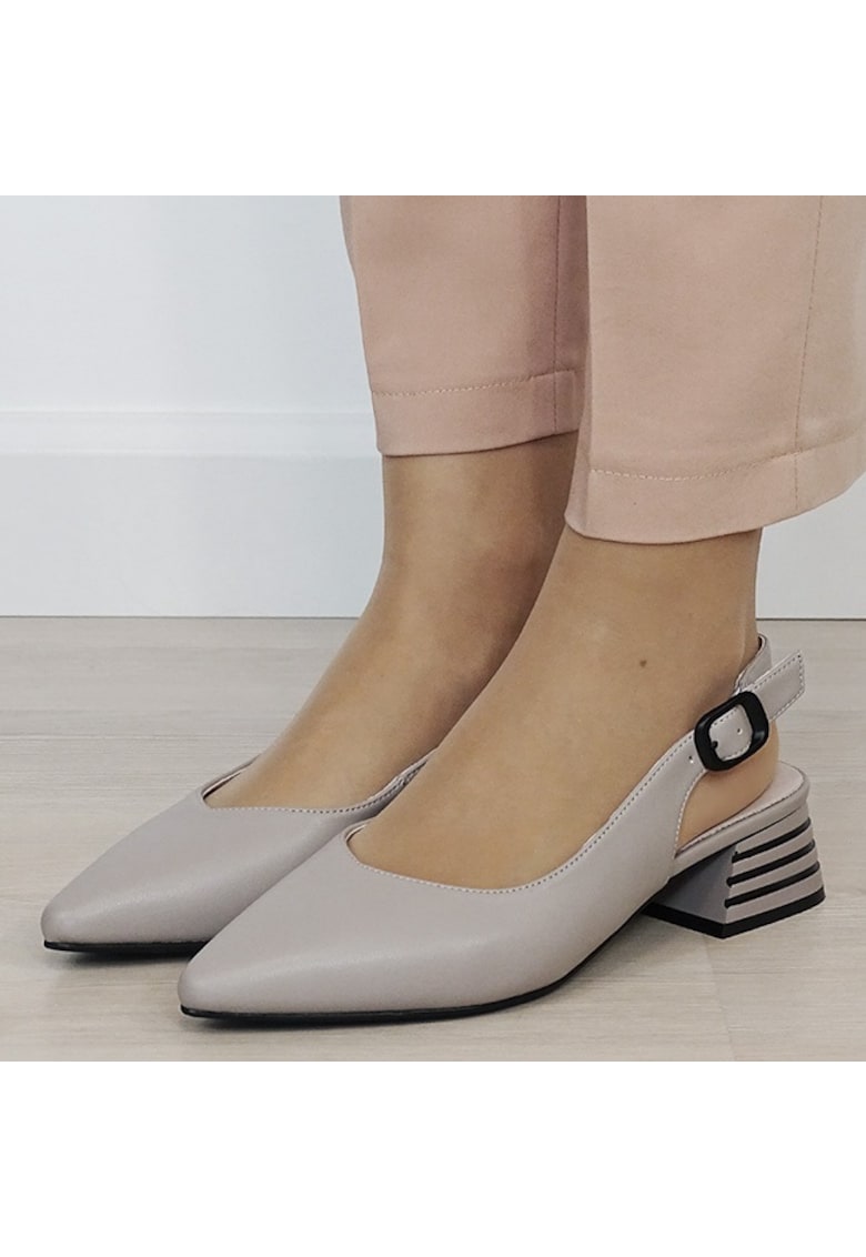 Pantofi gri comozi din piele naturala BY6888-6 02 19770 - Gri