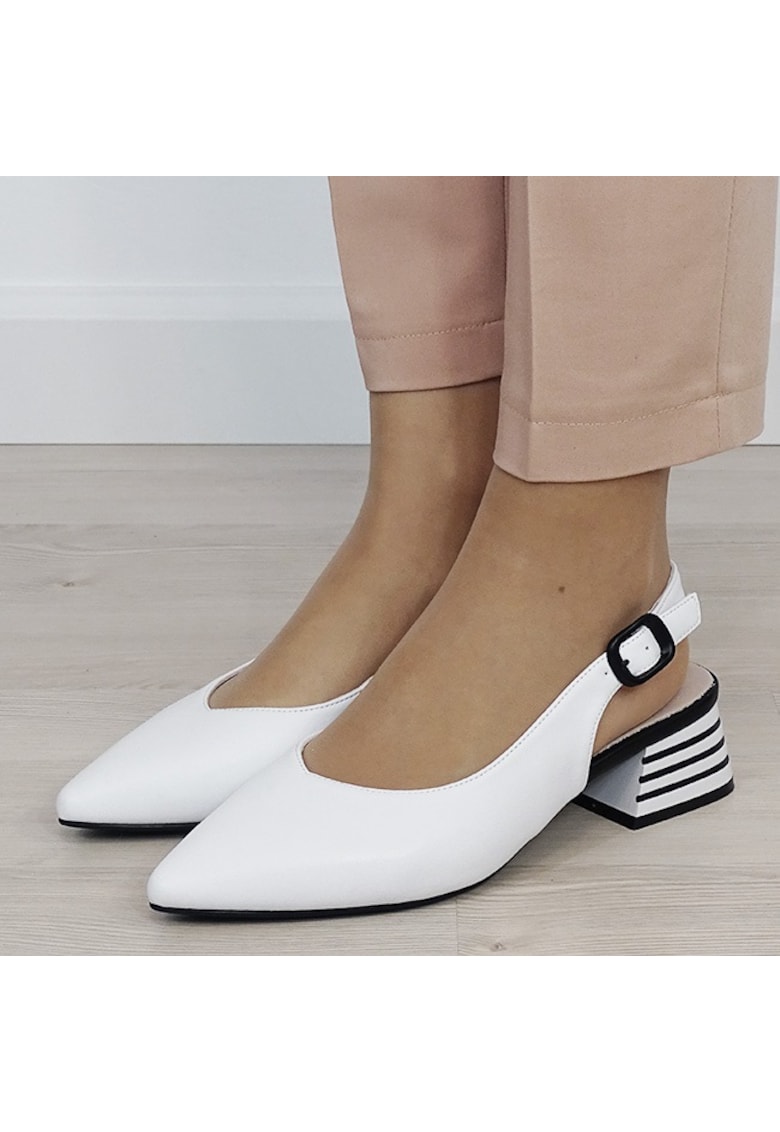 Pantofi albi comozi din piele naturala BY6888-2 02 19775 - Alb