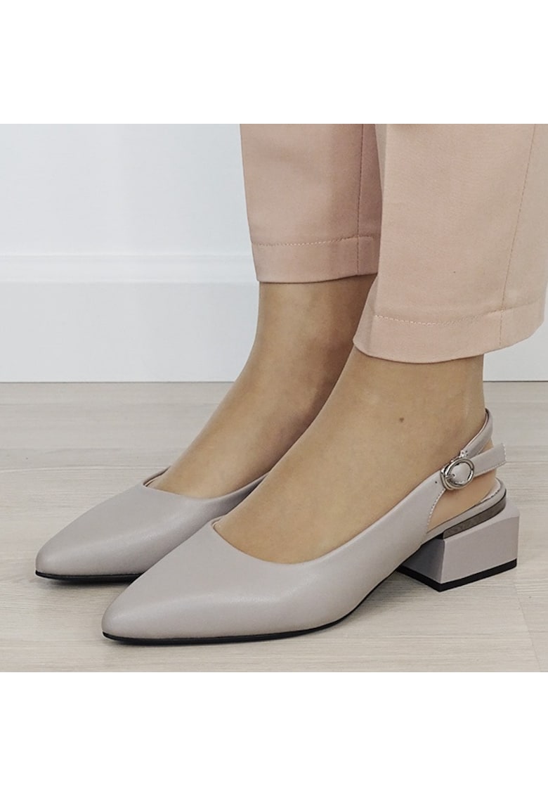 Pantofi gri comozi din piele naturala BY6889-6 02 19785 - Gri