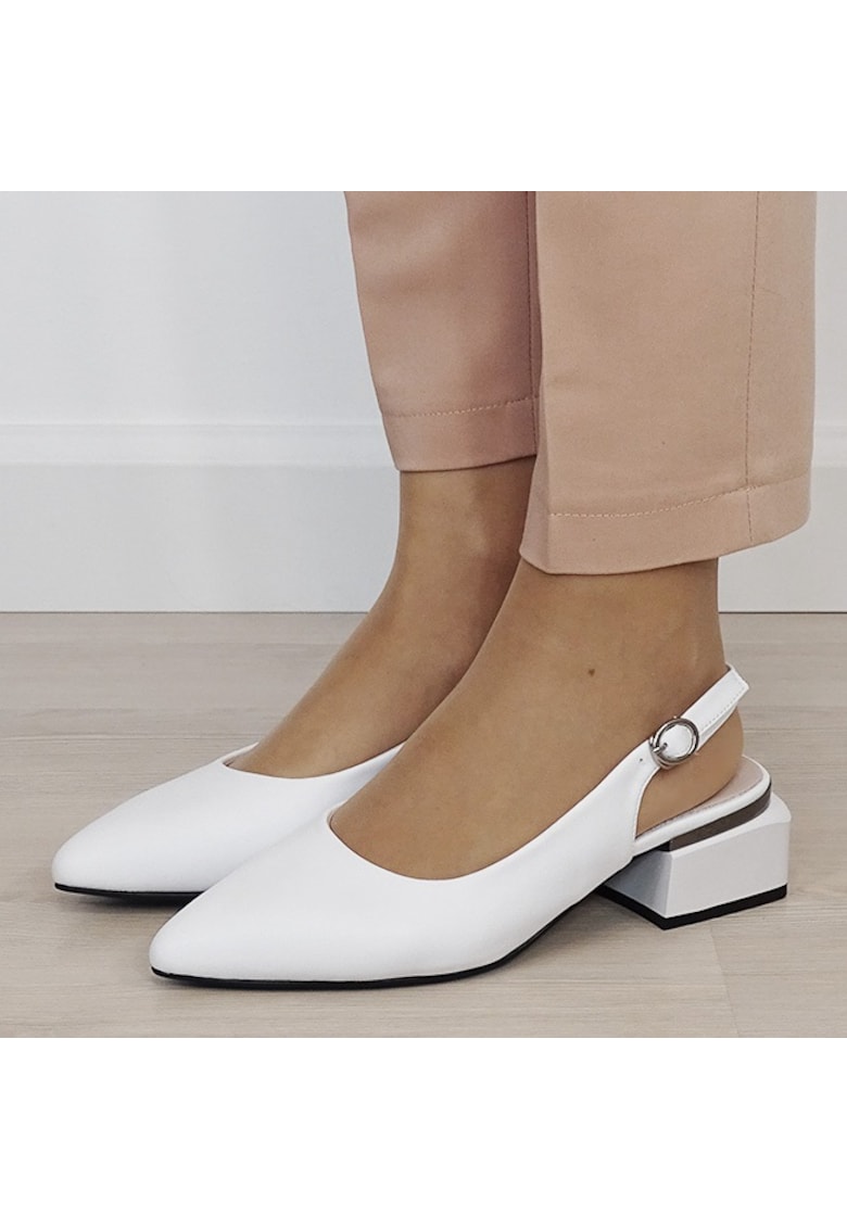 Pantofi albi comozi din piele naturala BY6889-5 02 19791 - Alb
