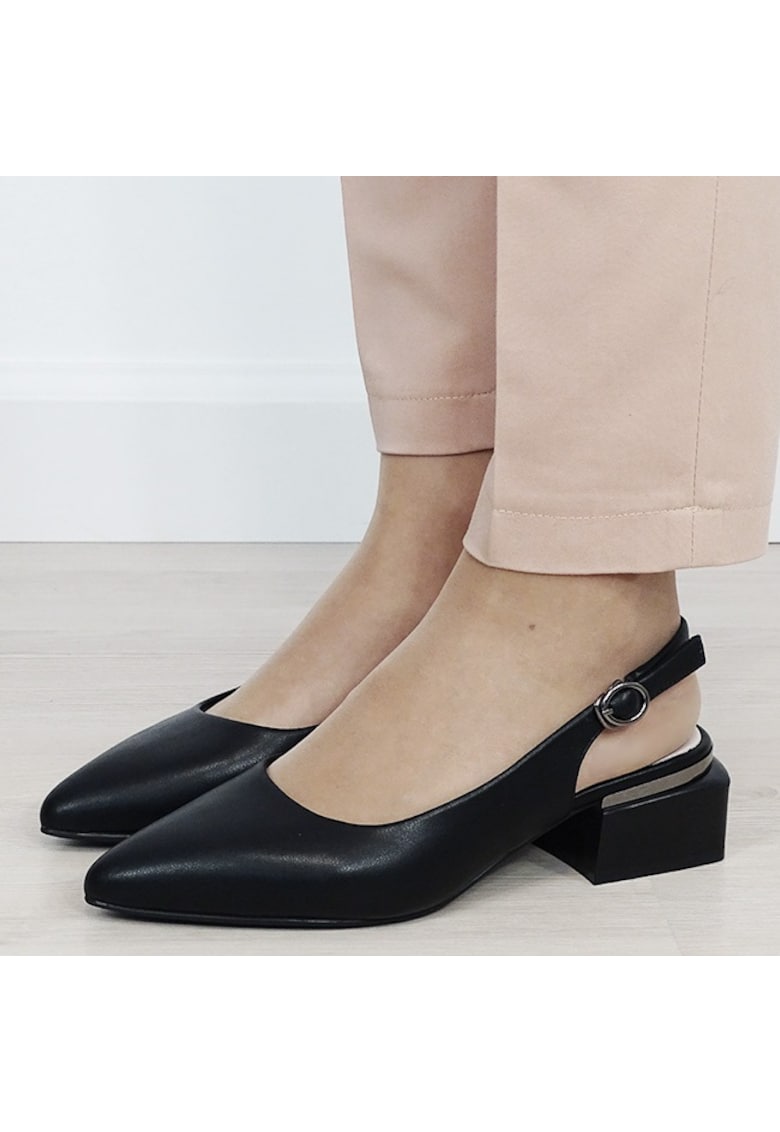Pantofi negri comozi din piele naturala BY6889-1 02 19796 - Negru