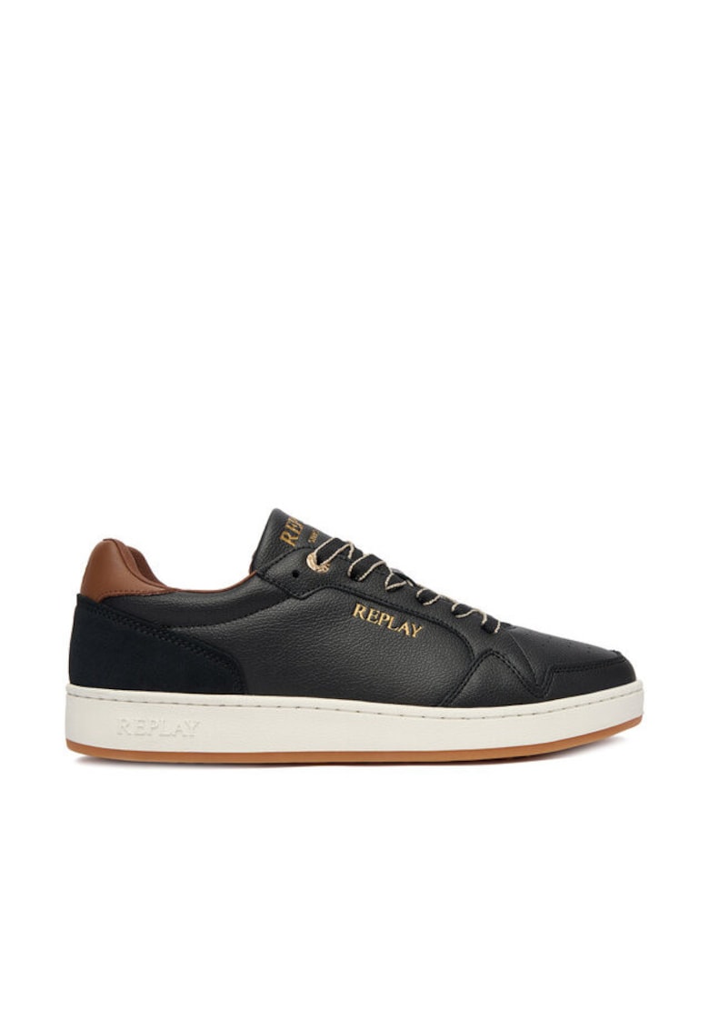 Tenisi barbati - piele naturala - negru - textil