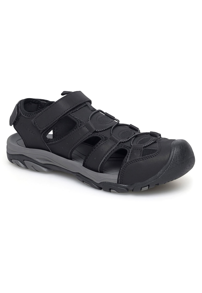 Sandale barbatesti - sintetic - negru - talpa plata - inchidere velcro