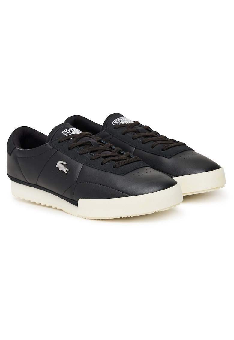Adidasi barbati - piele naturala - negru - talpa bej -