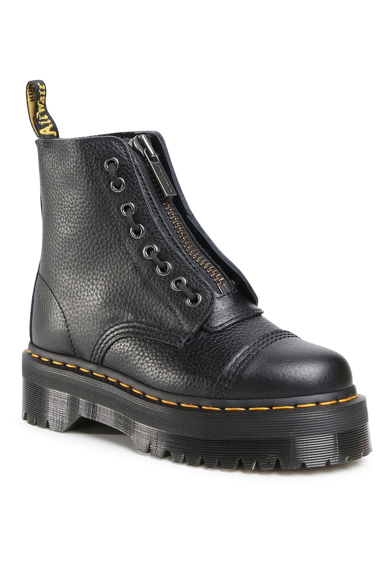 Ghete dama - piele naturala - negru - inchidere cu fermoar -