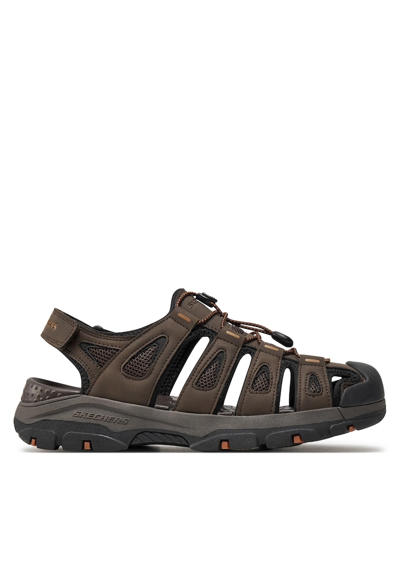 Sandale barbati - piele ecologica - velcro - maro
