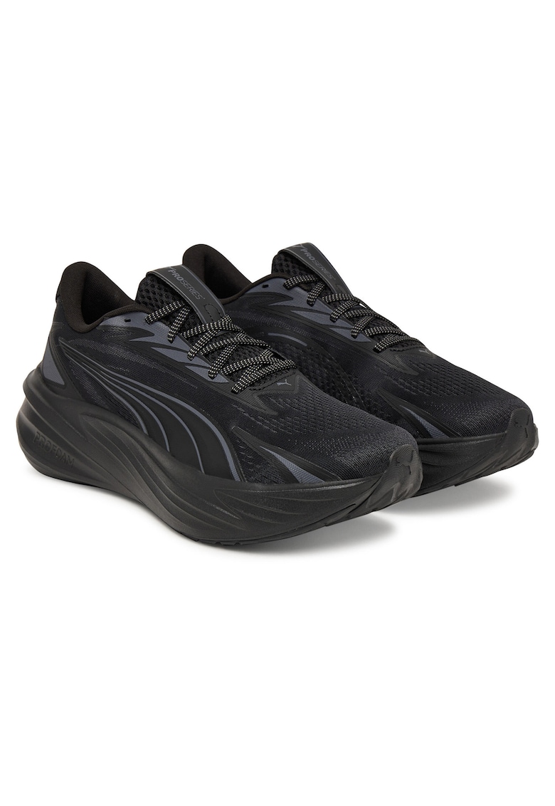 Pantofi sport barbati - textil - negru - talpa groasa -