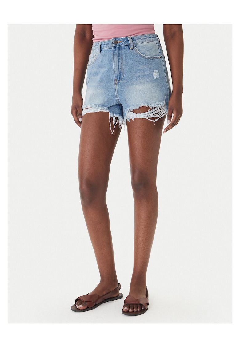 Pantaloni scurti denim dama - bumbac - albastru