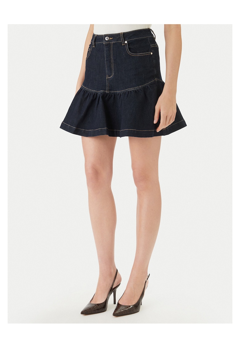Fusta denim - fermoar - bleumarin - 64% bumbac - 32% poliester - 3% viscoza - 1% elastan