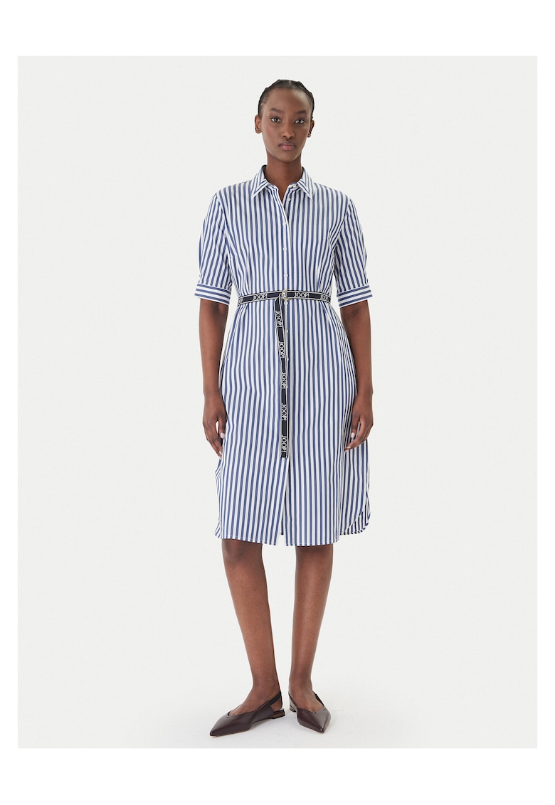Rochie camasa Dama - bleumarin - dungi - 69% bumbac
