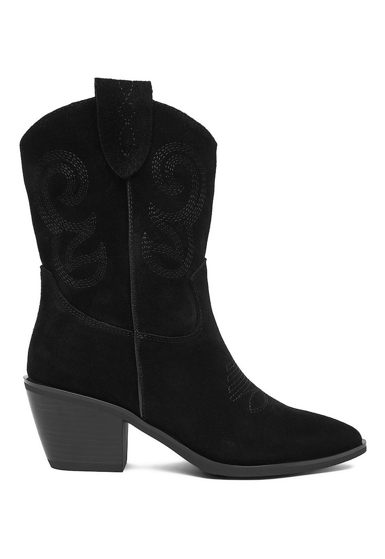 Cizme cowboy femeie - piele naturala - negru -