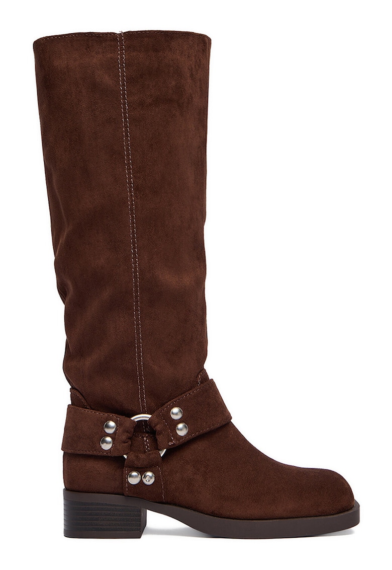 Cizme dama - cowboy - maro - material textil
