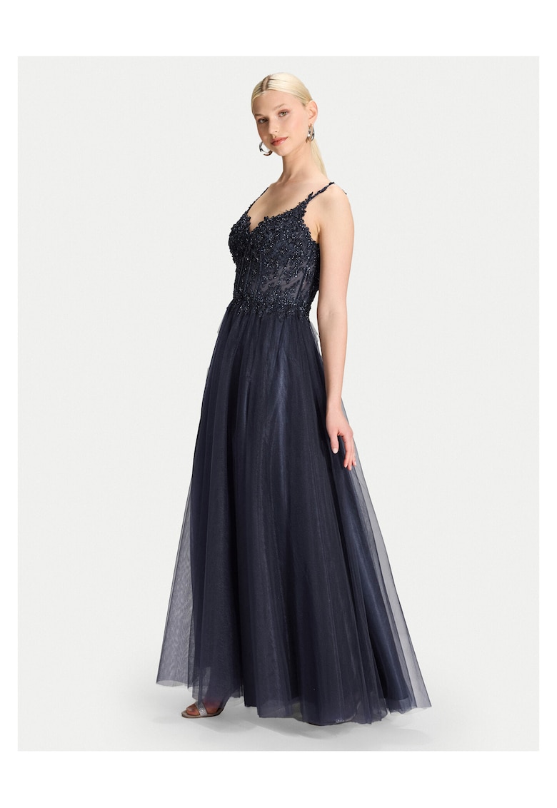 Rochie de seara - bleumarin - fermoar - nailon